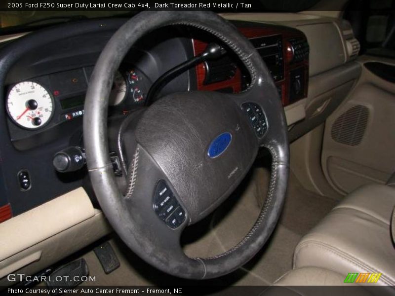 Dark Toreador Red Metallic / Tan 2005 Ford F250 Super Duty Lariat Crew Cab 4x4