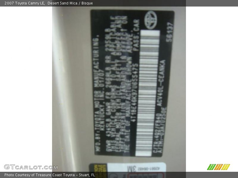Desert Sand Mica / Bisque 2007 Toyota Camry LE