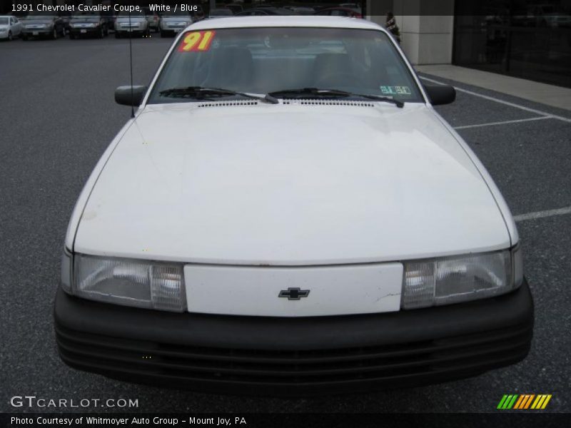 White / Blue 1991 Chevrolet Cavalier Coupe