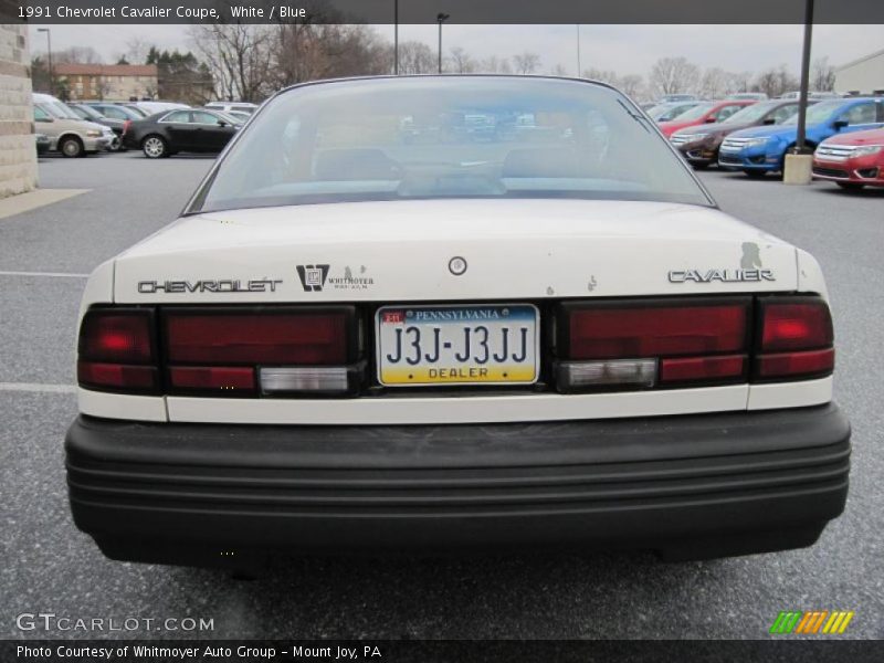 White / Blue 1991 Chevrolet Cavalier Coupe