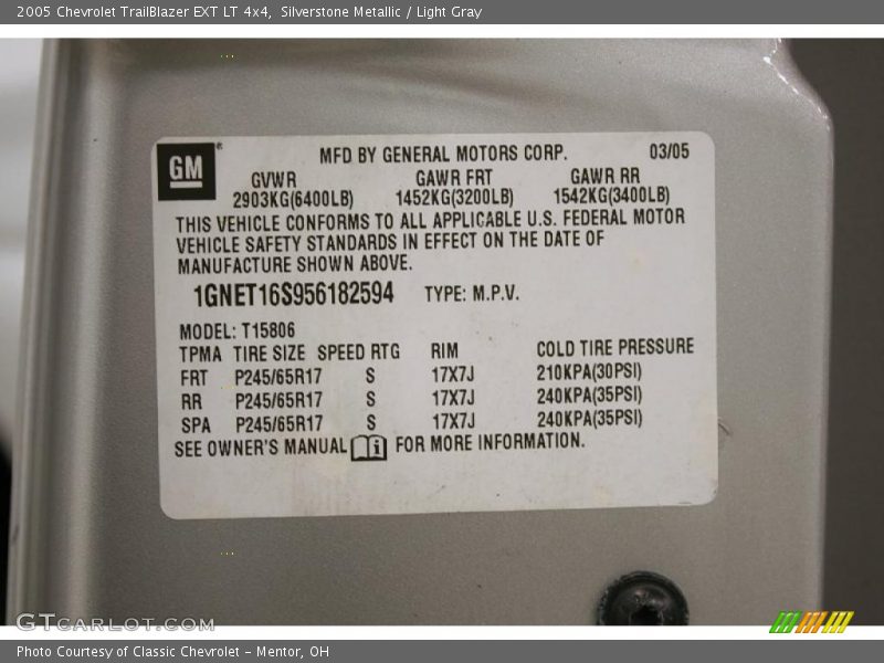 Silverstone Metallic / Light Gray 2005 Chevrolet TrailBlazer EXT LT 4x4