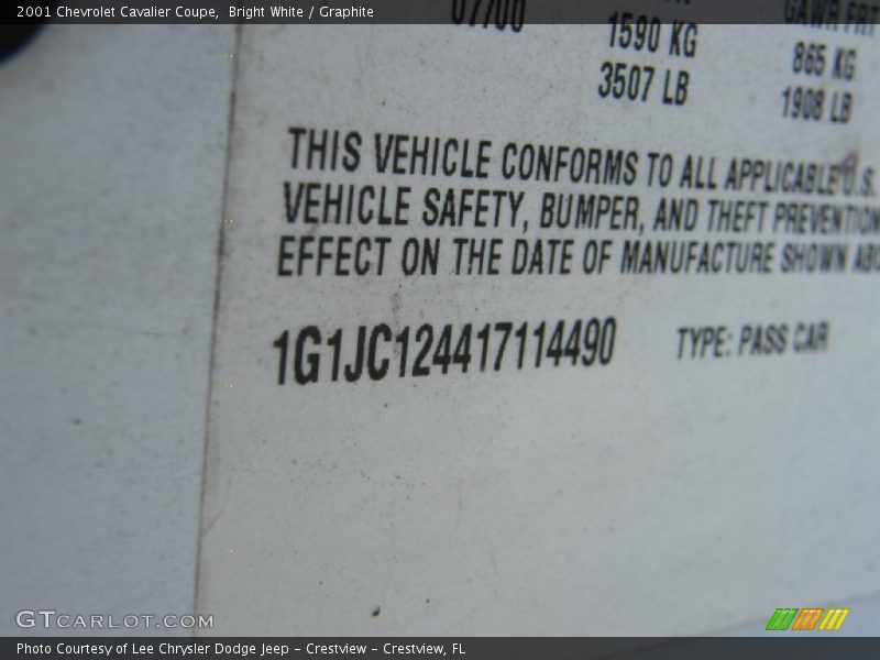 Bright White / Graphite 2001 Chevrolet Cavalier Coupe