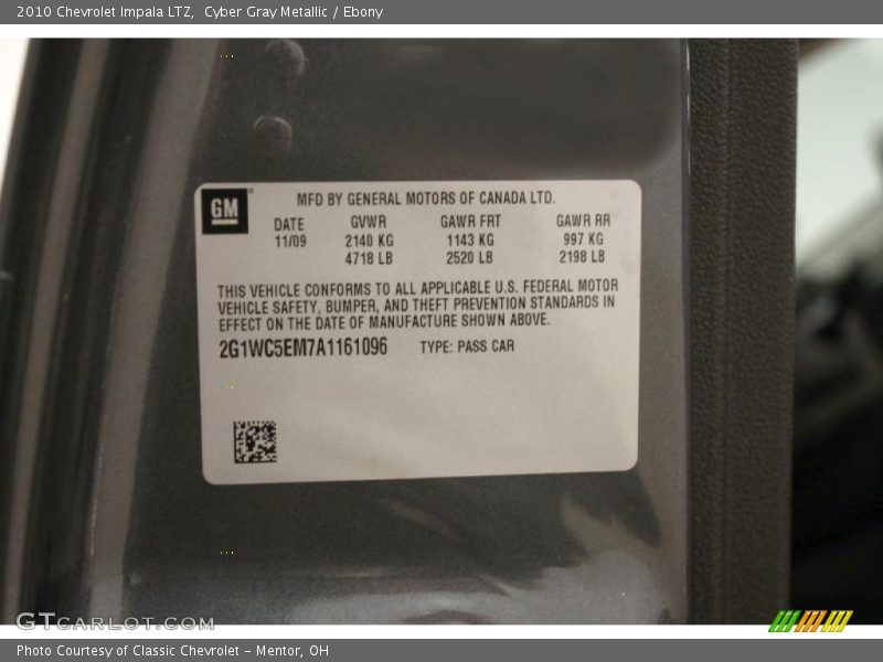 Cyber Gray Metallic / Ebony 2010 Chevrolet Impala LTZ