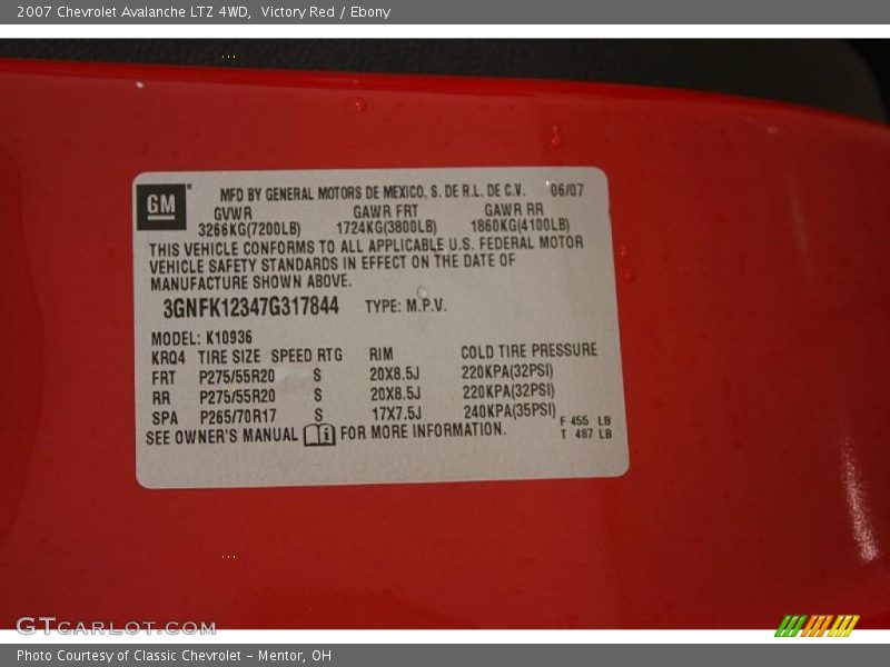 Victory Red / Ebony 2007 Chevrolet Avalanche LTZ 4WD
