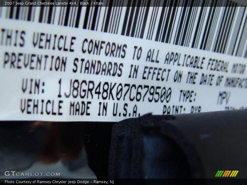 Black / Khaki 2007 Jeep Grand Cherokee Laredo 4x4