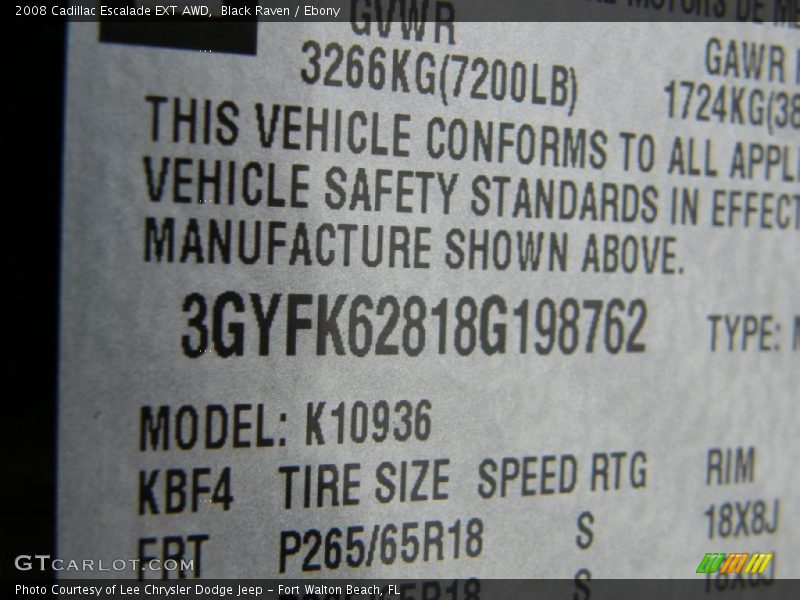 Black Raven / Ebony 2008 Cadillac Escalade EXT AWD