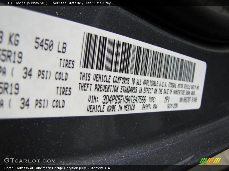 Silver Steel Metallic / Dark Slate Gray 2010 Dodge Journey SXT