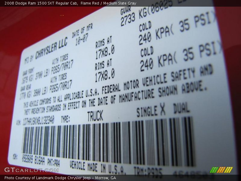 Flame Red / Medium Slate Gray 2008 Dodge Ram 1500 SXT Regular Cab
