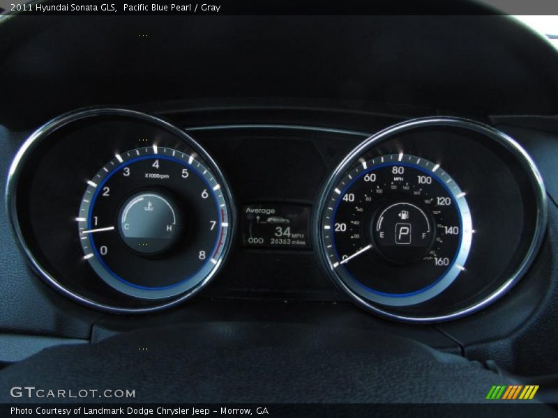 Pacific Blue Pearl / Gray 2011 Hyundai Sonata GLS