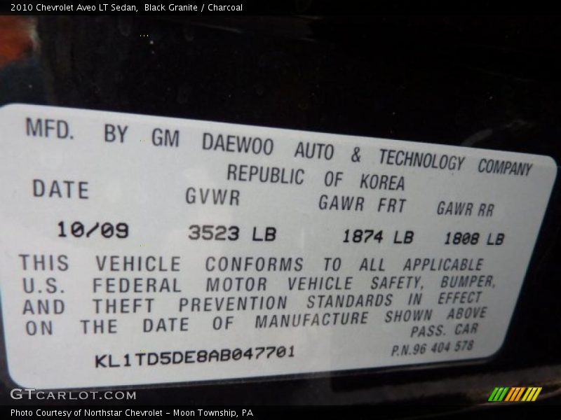 Black Granite / Charcoal 2010 Chevrolet Aveo LT Sedan