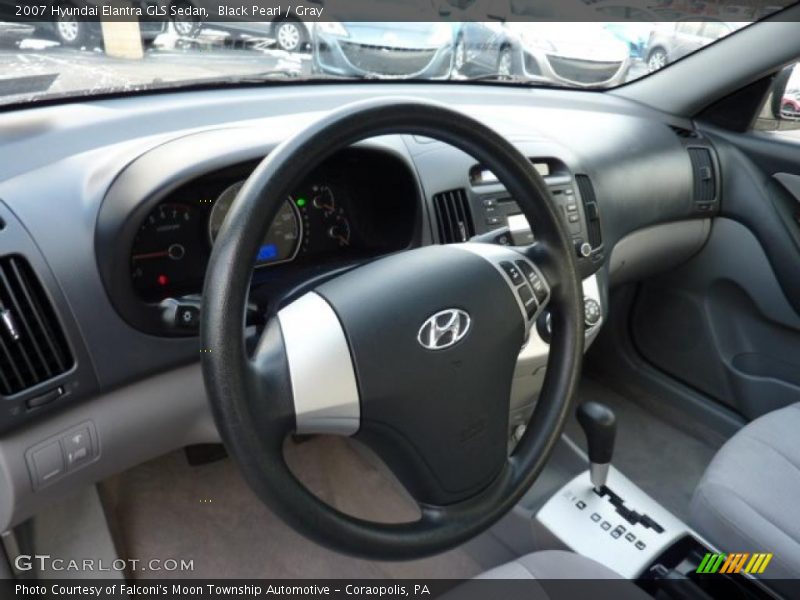 Black Pearl / Gray 2007 Hyundai Elantra GLS Sedan