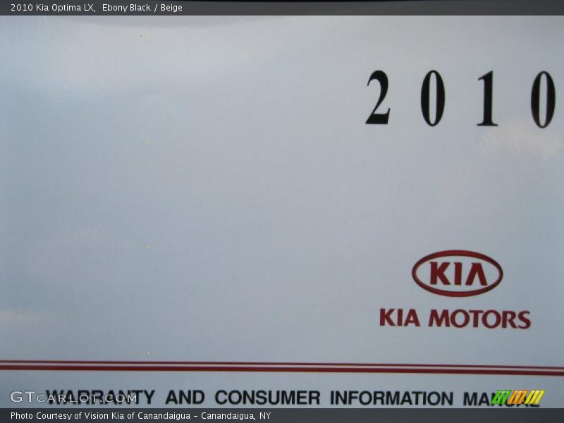 Ebony Black / Beige 2010 Kia Optima LX