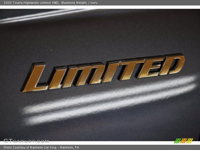 Bluestone Metallic / Ivory 2003 Toyota Highlander Limited 4WD