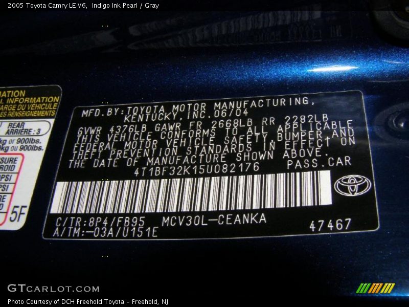 Indigo Ink Pearl / Gray 2005 Toyota Camry LE V6