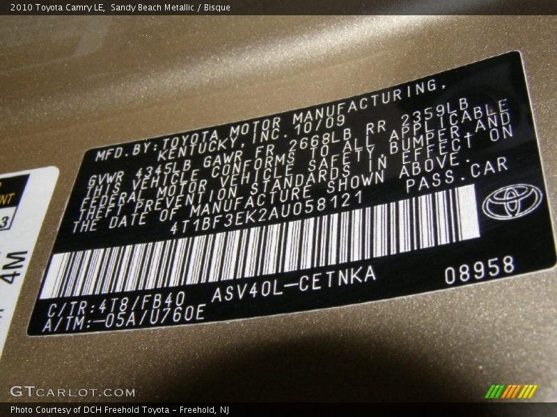 Sandy Beach Metallic / Bisque 2010 Toyota Camry LE