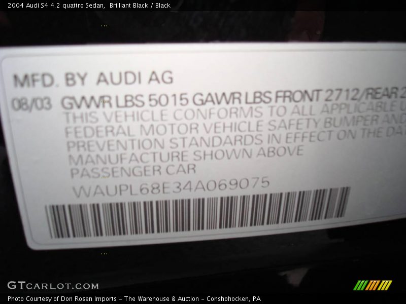 Brilliant Black / Black 2004 Audi S4 4.2 quattro Sedan