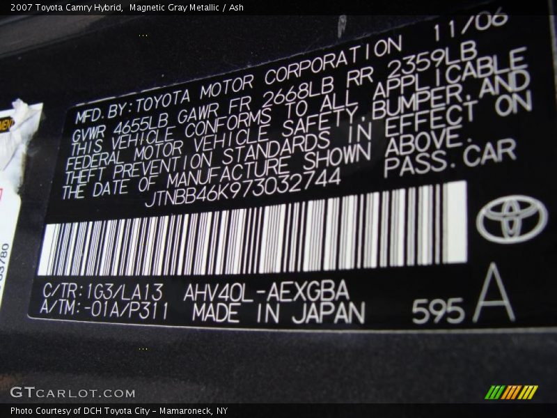 Magnetic Gray Metallic / Ash 2007 Toyota Camry Hybrid