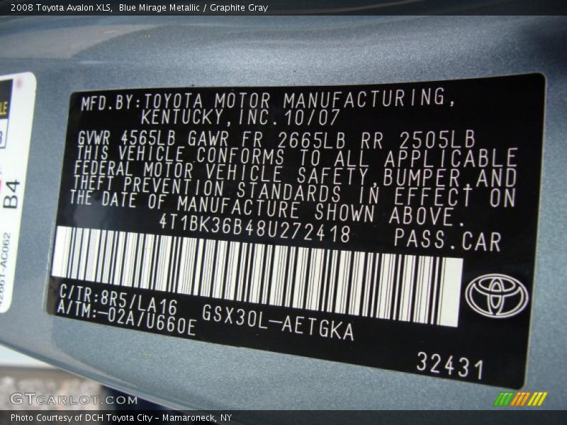 Blue Mirage Metallic / Graphite Gray 2008 Toyota Avalon XLS