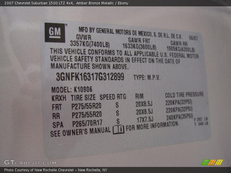 Amber Bronze Metallic / Ebony 2007 Chevrolet Suburban 1500 LTZ 4x4