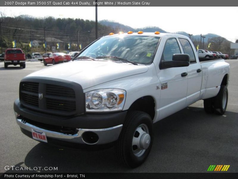 Bright White / Medium Slate Gray 2007 Dodge Ram 3500 ST Quad Cab 4x4 Dually