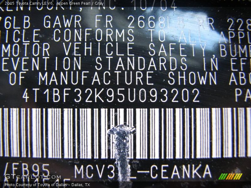 Aspen Green Pearl / Gray 2005 Toyota Camry LE V6