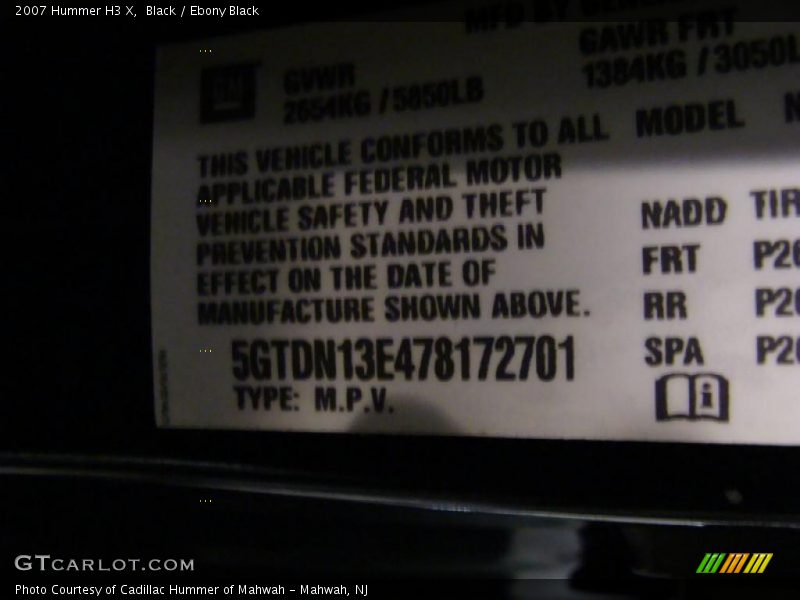 Black / Ebony Black 2007 Hummer H3 X