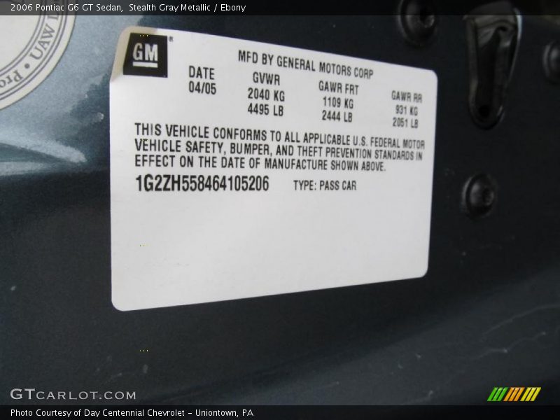 Stealth Gray Metallic / Ebony 2006 Pontiac G6 GT Sedan
