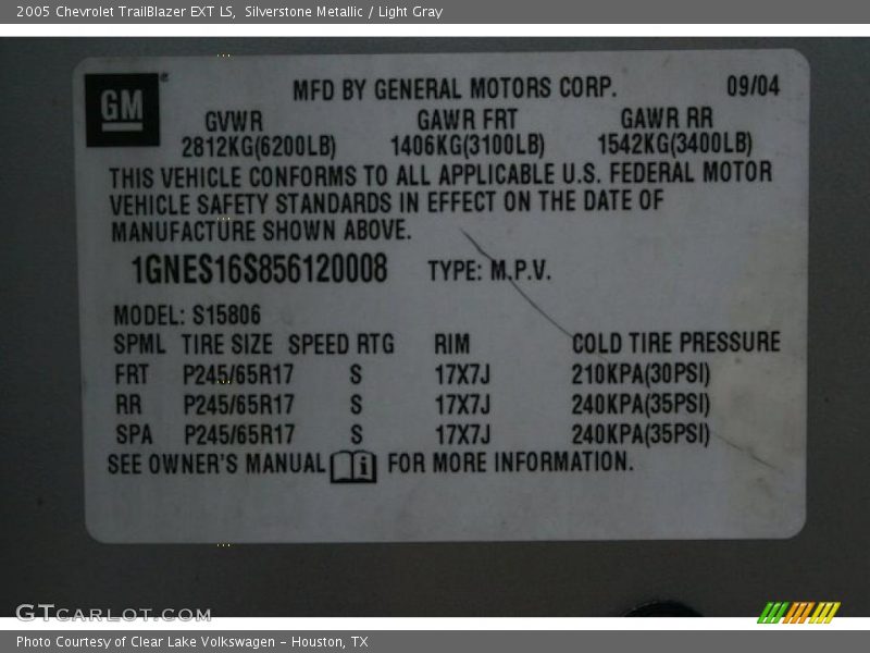 Silverstone Metallic / Light Gray 2005 Chevrolet TrailBlazer EXT LS