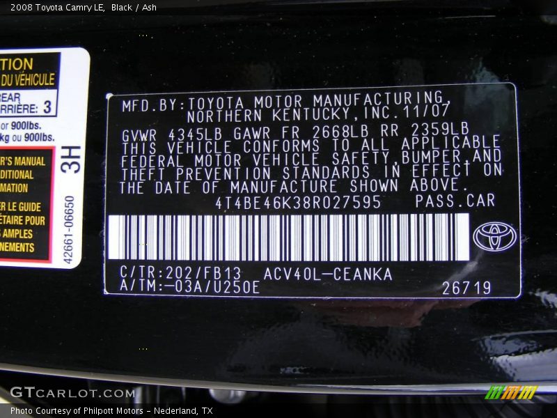 Black / Ash 2008 Toyota Camry LE