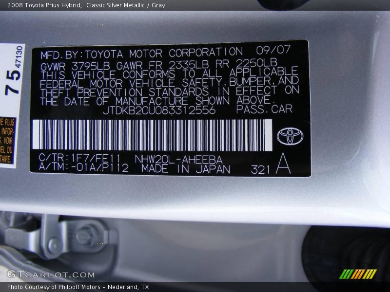 Classic Silver Metallic / Gray 2008 Toyota Prius Hybrid