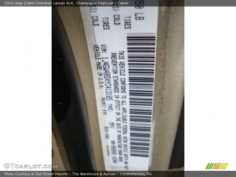 Champagne Pearlcoat / Camel 2000 Jeep Grand Cherokee Laredo 4x4