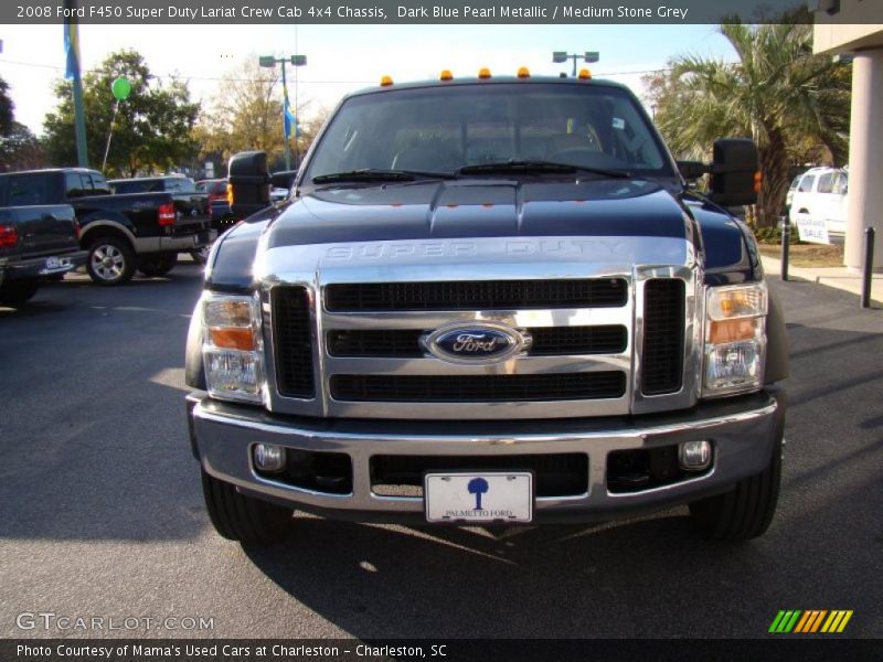 Dark Blue Pearl Metallic / Medium Stone Grey 2008 Ford F450 Super Duty Lariat Crew Cab 4x4 Chassis