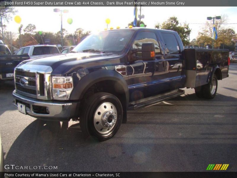 Dark Blue Pearl Metallic / Medium Stone Grey 2008 Ford F450 Super Duty Lariat Crew Cab 4x4 Chassis