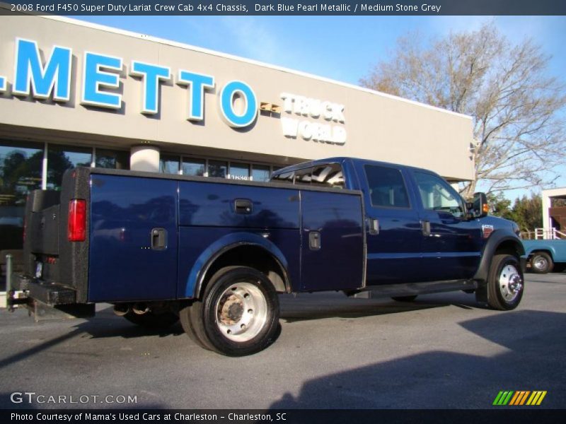 Dark Blue Pearl Metallic / Medium Stone Grey 2008 Ford F450 Super Duty Lariat Crew Cab 4x4 Chassis