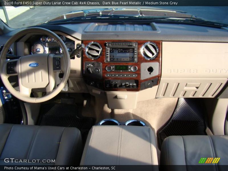 Dark Blue Pearl Metallic / Medium Stone Grey 2008 Ford F450 Super Duty Lariat Crew Cab 4x4 Chassis