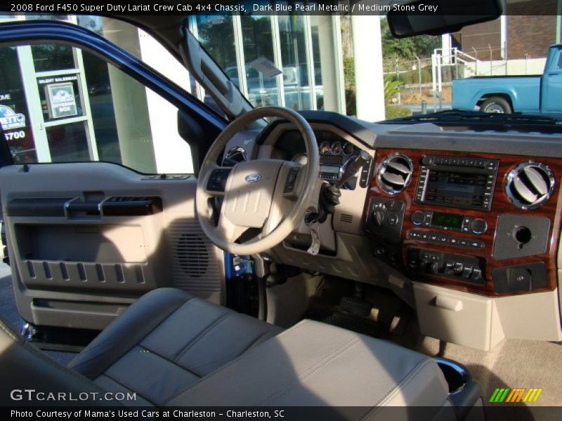 Dark Blue Pearl Metallic / Medium Stone Grey 2008 Ford F450 Super Duty Lariat Crew Cab 4x4 Chassis