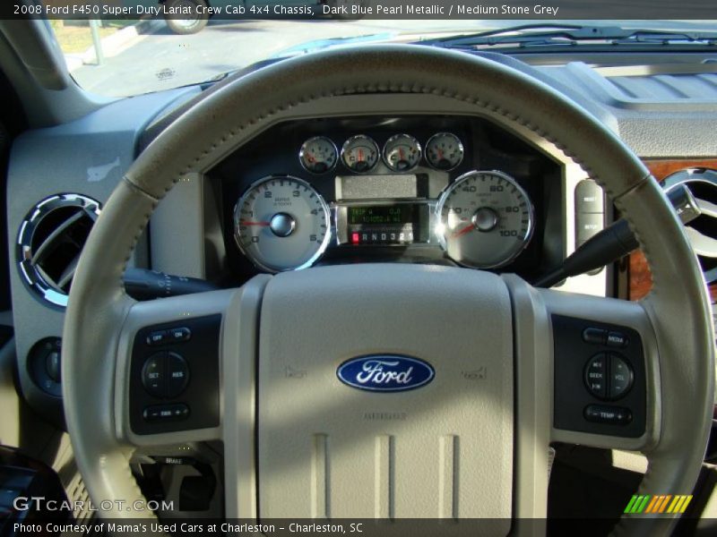 Dark Blue Pearl Metallic / Medium Stone Grey 2008 Ford F450 Super Duty Lariat Crew Cab 4x4 Chassis