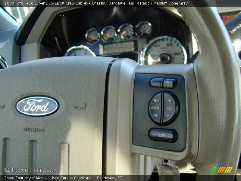 Dark Blue Pearl Metallic / Medium Stone Grey 2008 Ford F450 Super Duty Lariat Crew Cab 4x4 Chassis