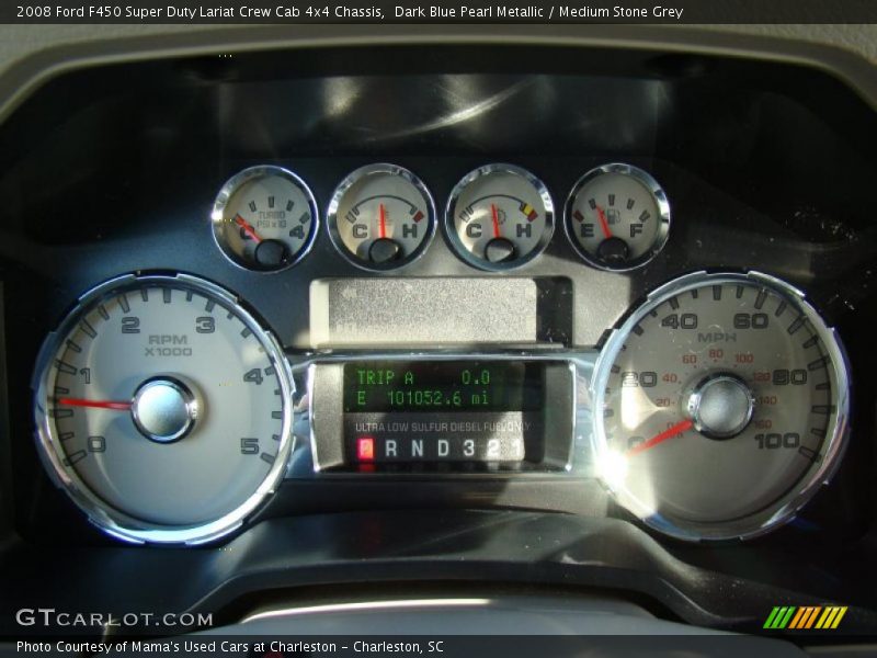 Dark Blue Pearl Metallic / Medium Stone Grey 2008 Ford F450 Super Duty Lariat Crew Cab 4x4 Chassis