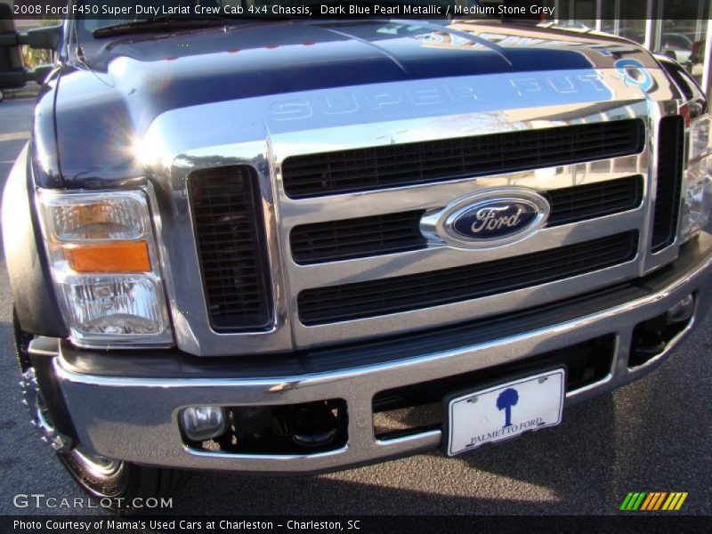 Dark Blue Pearl Metallic / Medium Stone Grey 2008 Ford F450 Super Duty Lariat Crew Cab 4x4 Chassis