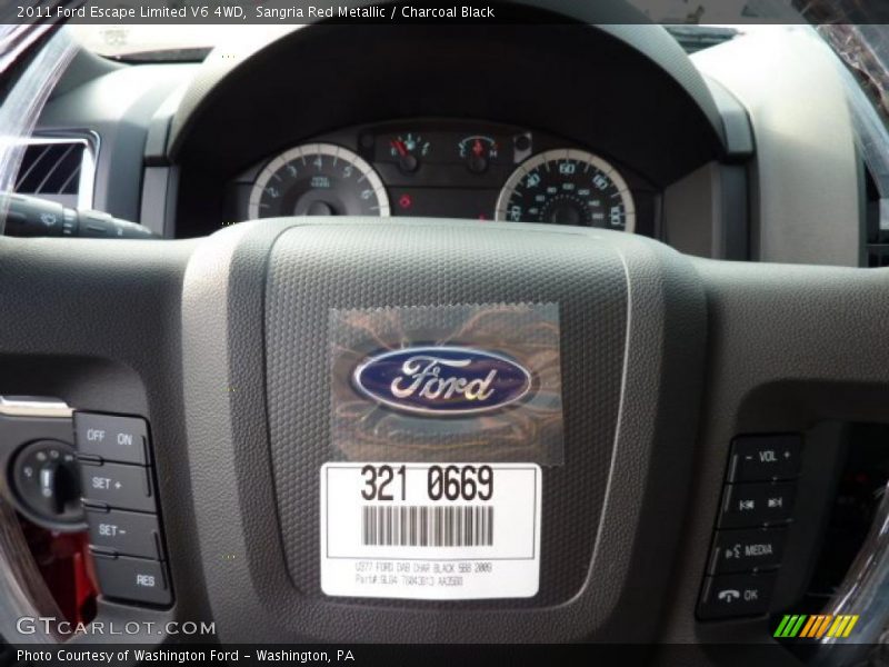 Sangria Red Metallic / Charcoal Black 2011 Ford Escape Limited V6 4WD