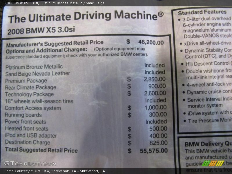 Platinum Bronze Metallic / Sand Beige 2008 BMW X5 3.0si