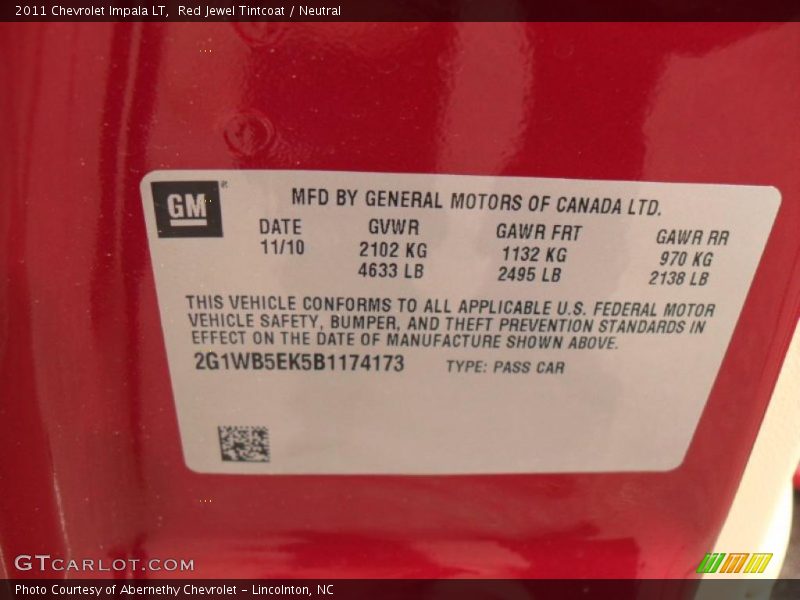 Red Jewel Tintcoat / Neutral 2011 Chevrolet Impala LT