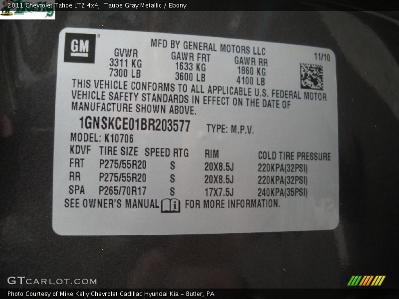 Taupe Gray Metallic / Ebony 2011 Chevrolet Tahoe LTZ 4x4