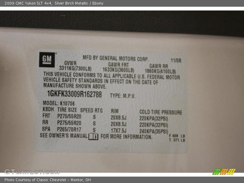Silver Birch Metallic / Ebony 2009 GMC Yukon SLT 4x4