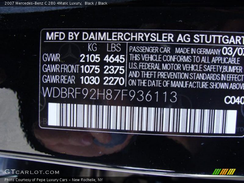 Black / Black 2007 Mercedes-Benz C 280 4Matic Luxury