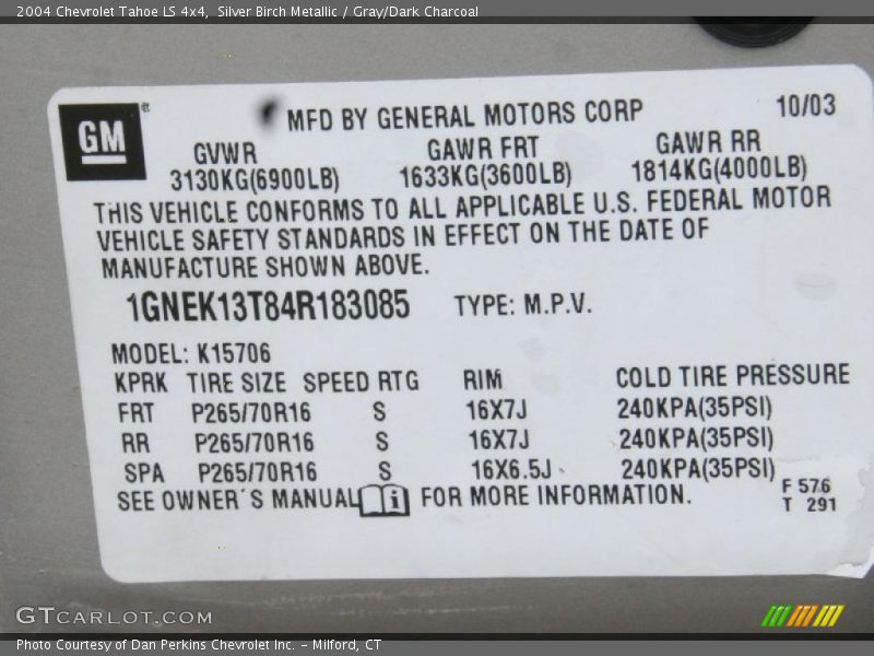 Silver Birch Metallic / Gray/Dark Charcoal 2004 Chevrolet Tahoe LS 4x4