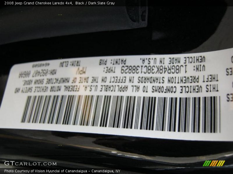 Black / Dark Slate Gray 2008 Jeep Grand Cherokee Laredo 4x4