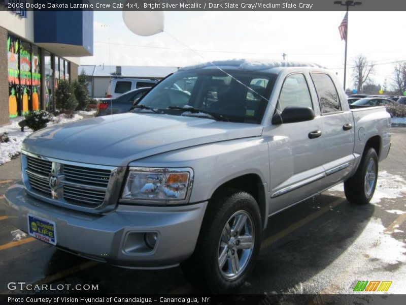 Bright Silver Metallic / Dark Slate Gray/Medium Slate Gray 2008 Dodge Dakota Laramie Crew Cab 4x4