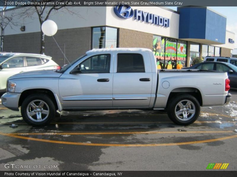 Bright Silver Metallic / Dark Slate Gray/Medium Slate Gray 2008 Dodge Dakota Laramie Crew Cab 4x4
